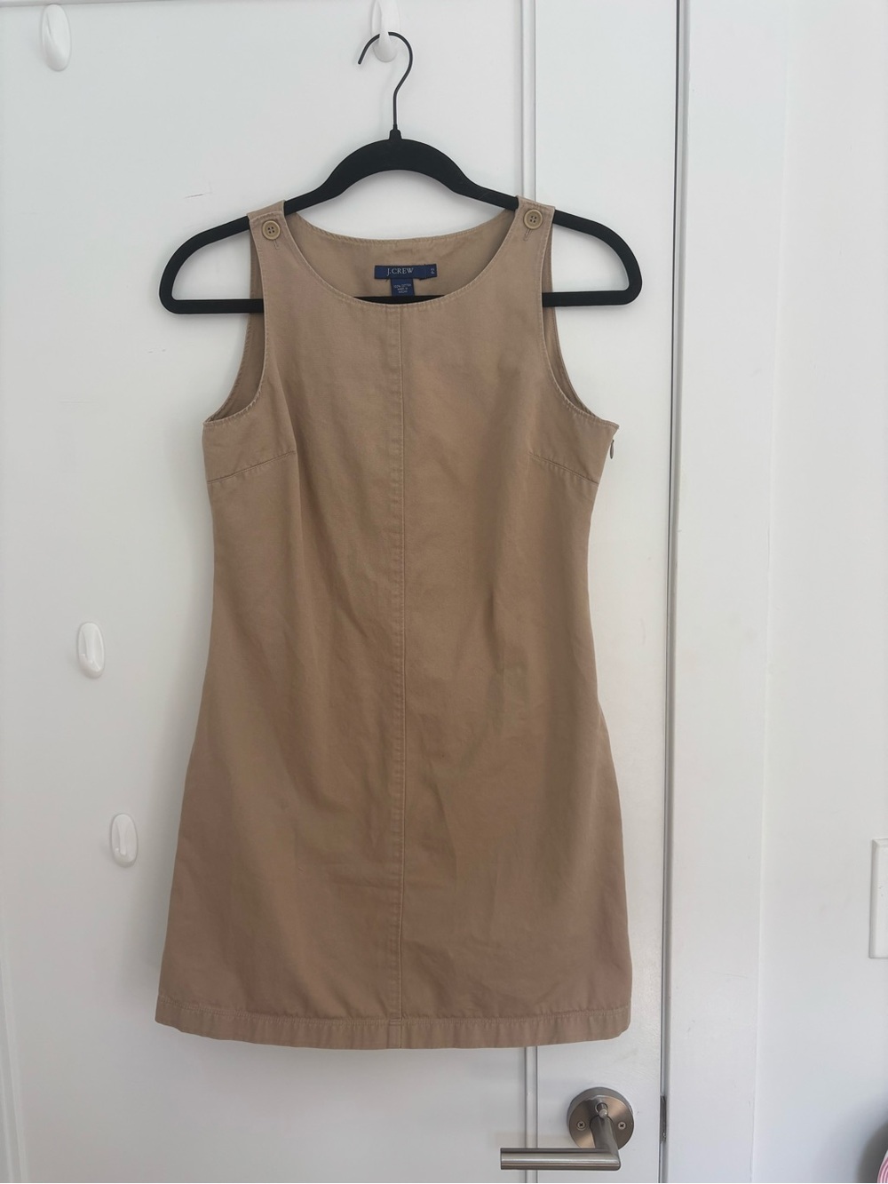 J. Crew Tan Button-Strap Sleeveless Mini Dress